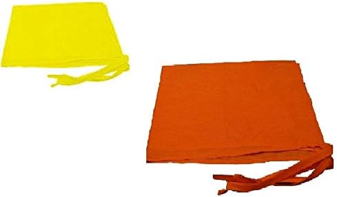 Pack of 2 Dastaar Cotton Patka Headwear Small Scarf with 4 Strings Yellow and Orange Combo 50 cm x 65 cm
