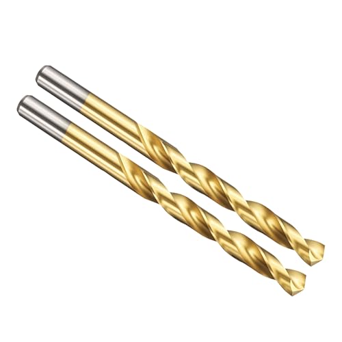 PATIKIL 8.5mm Drill Bit, Jobber Straight Shank M2 High-Speed Steel 135° Titanium Nitride TiN Coated for Stainless Steel Hard Metal - 2 Pack