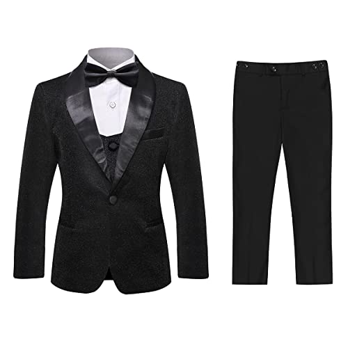 SWOTGdoby Boys Gold Tuxedo Suit 3 Pieces Set for Wedding | Shiny Shawl Lapel Blazer Vest Pants Festival Performance Prom Formal Dress product thumbnail 9