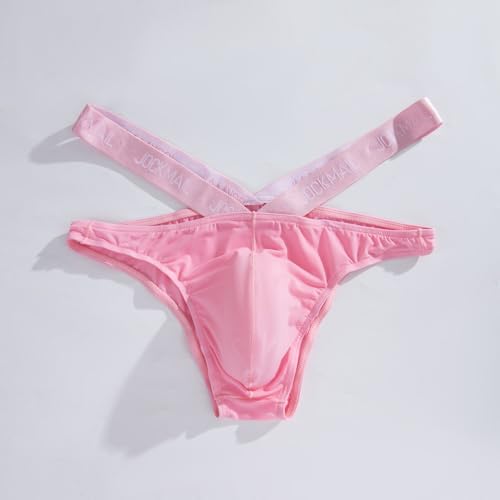 JOCKMAIL Men's Thong Underwear Sexy Men's Ice Silk Thong Bikini Low Rise Soft Underwear4