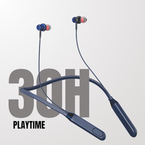 Image of Spark411 Bluetooth Neckband, 30-Hour Battery Life, IPX5 Water Resistant, High Bass, Blue (Blue)