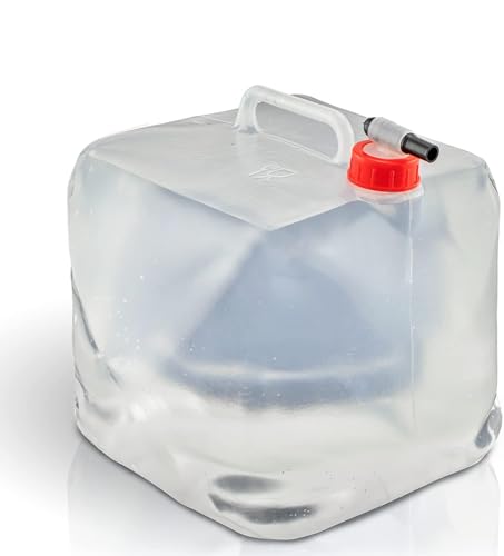 Bidón de agua de 10 l, plegable, con práctico grifo de vertido y asa, con tapa de rosca, 100 % hermético, bidón de agua para camping, exteriores, etc. Bidón de agua plegable (1 unidad)