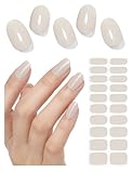 Semi Cured Gel Nail Strips, 20pcs Light Kahki Gel Nail Stickers UV for Home Nails DIY