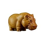 Wooden Elephant Rhino Hippo Handmade Statue Unique African Three Treasures Hippo Tea Table Pet Home Decor Wooden Hippo Elephant Tea Table Sculpture Cute Wooden Hippo Elephant Desk Decor (Hippopotamus)