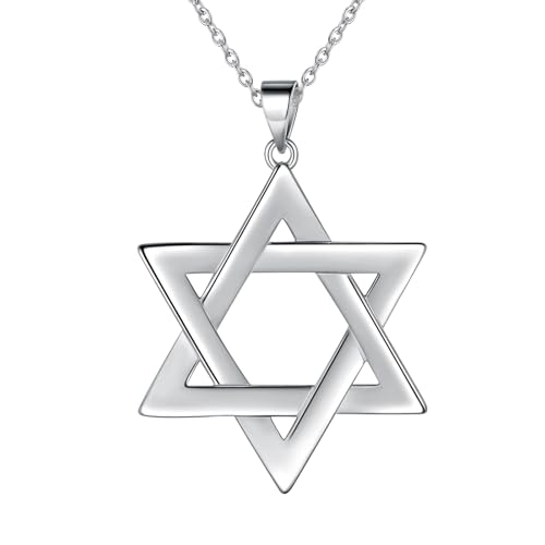 Jewmon 925 Sterling Silver Star of David Necklace for Women Mens Magen David Pendant Necklace Jewish Star Charm Necklace Gothic Isael Protection Jewelry