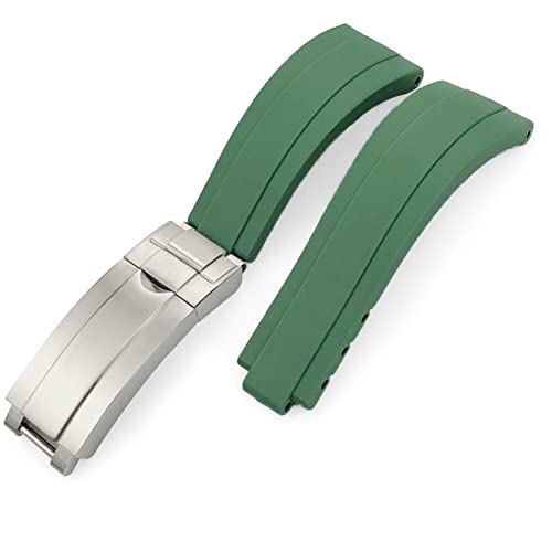 Bracelet silicone 20mm 21mm type Oyster Perpetual et Yacht Master boucle Slide Lock