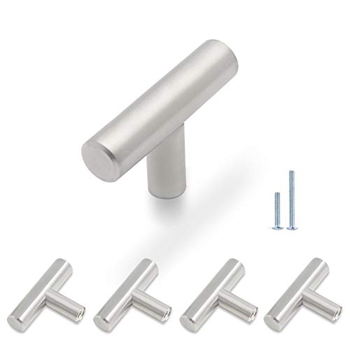 Probrico PD201HSS Kitchen Cabinet Drawer Handles And Pulls Stainless Steel,5 Pack (T-Knob, 5 Pack)