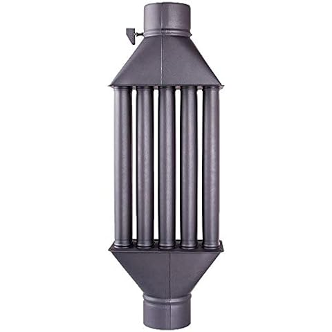 Diplomat Chimney Fireplace Flue Heat Exchanger/Hot Air Exchanger, Exhaust Gas Cooler Black, XL Diameter 130 mm, 5 Pipes with Damper Cover