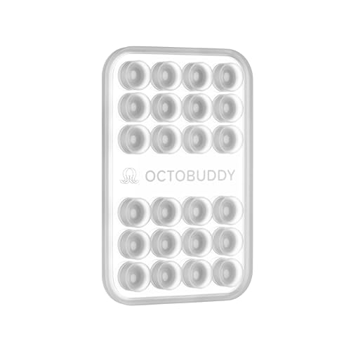 OCTOBUDDY Mirror - OG Suction Cup Phone Mount - Silicone Suction Grip Mobile Holder with Built-in Mirror - Hands-Free Selfies and Videos - Content Creator Accesory - 2.6 x 3.9 Transparent