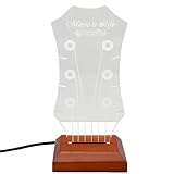Generic Usb-Powered Wooden Guitar Pick Holder With 7-Color Led Light, Headstock Shaped, Desktop Decoration, 3.3 X 3.1 X 7.2 In / 8.5 X 8 X 18.2 Cm