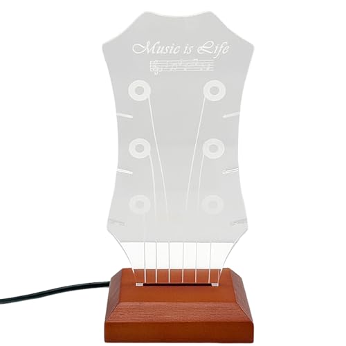 Sacolin Led Wooden Guitar Pick Holder, Headstock Design, Usb-Powered Light Display, 3.3 X 3.1 X 7.2 In