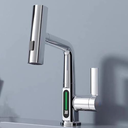 Robinet de lavabo extractible anti-éclaboussures avec contrôle de température