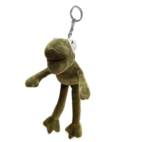 Zunishaone Llavero de rana con diseño de rana de peluche, diseño de rana suave | de rana relleno respetuoso con la piel, no se decolora, bonito llavero de peluche para bolsos, espejos de coche