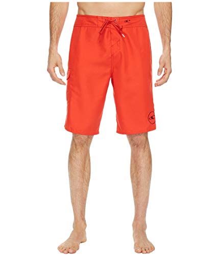 O'NEILL Men's 21 Inch Solid Boardshorts - Water Resistant Swim Trunks for Men with Quick Dry Stretch Fabric and Pockets,Red 1-34