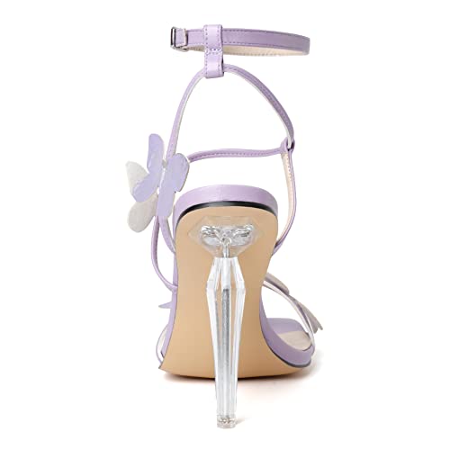 Zamikoo Open Toe Ankle Strap High Heels for Women, Square Toe Butterfly Heeled Sandals, Strappy Clear Stiletto Butterfly Heels 4 Incheses3
