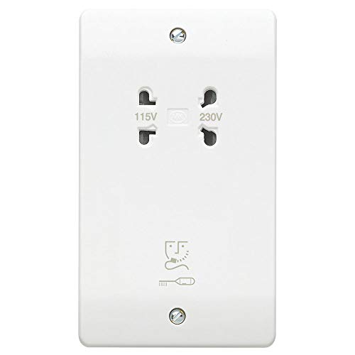 MK Logic Plus 2-Gang Dual Voltage Shaver Socket 115 / 230V White