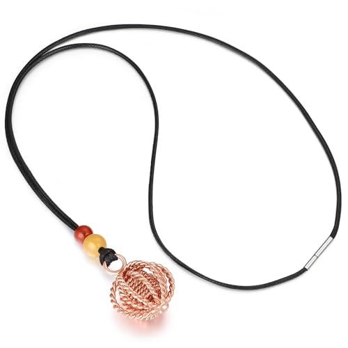 Matrix Harmonizer Tenor Rings Copper Pendant, Sacred Geometry Copper Energy Sphere Necklace with Gold Plating, Red Agate & Yellow Jasper – Torus Field Jewelry for Balance, Focus, Vitality & Meditation2