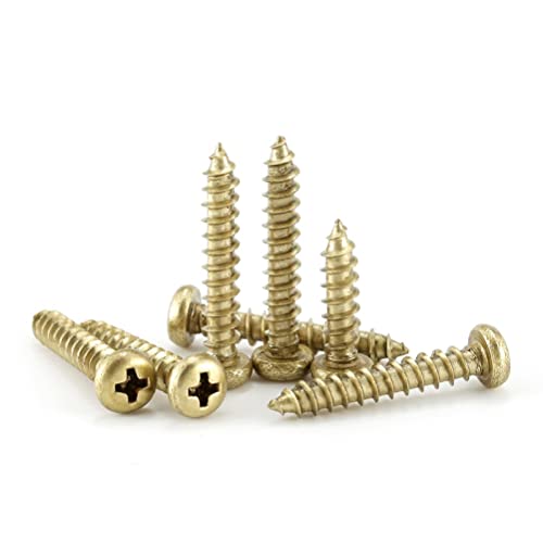 CONPHERON Brass Round Head Self Tapping Screws Phillips Round Head Wood Screws M3.5x25mm, 20 pcs, M3.5×25mm, 20 pcs