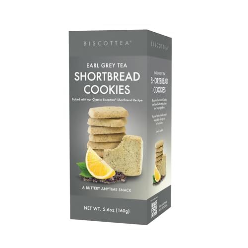 BISCOTTEA Earl Grey Tea All-Natural Traditional Shortbread Cookies - Gourmet Buttery Biscuits Infused with Real Flavors (8 Cookies)