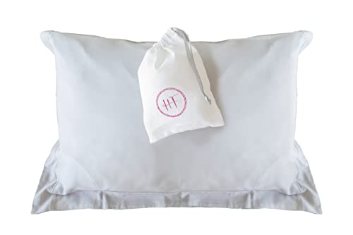 HF Bamboo Luxury Pillowcase Cooling Pillow Cover – Soft, Breathable, Moisture Wicking, Pillowcase for Night Sweats and Hot Sleepers – Hypoallergenic Colour: Silver Grey Queen Size Envelope Closure