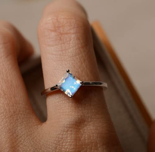 Awmnjtmgpw 925 Sterling Silver Moonstone Ring Cut Cubic Zircon Blue Topaz women's wedding engagement ring size 6-104