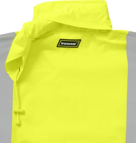 Ironwear 9511 | Class 3 49” Black Bottom Raincoat w/Tuckaway Hood & Black Soil Shield4