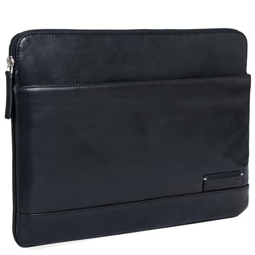 Sac ordinateur 13 pouces en cuir véritable noir STILORD Robb pour MacBook et iPad