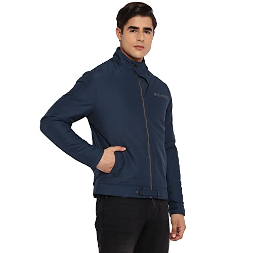 Image of Red Chief Men Teal Full Sleeve Solid Regular Fit Polyester Standard Length Casual Jacket