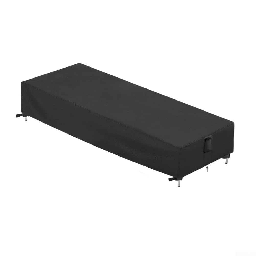 Fundas para tumbonas de exterior con tela Oxford de doble costura, revestimiento de poliuretano impermeable, clips ajustables y cordón para seguridad resistente al viento (200 x 70 x 30 cm)