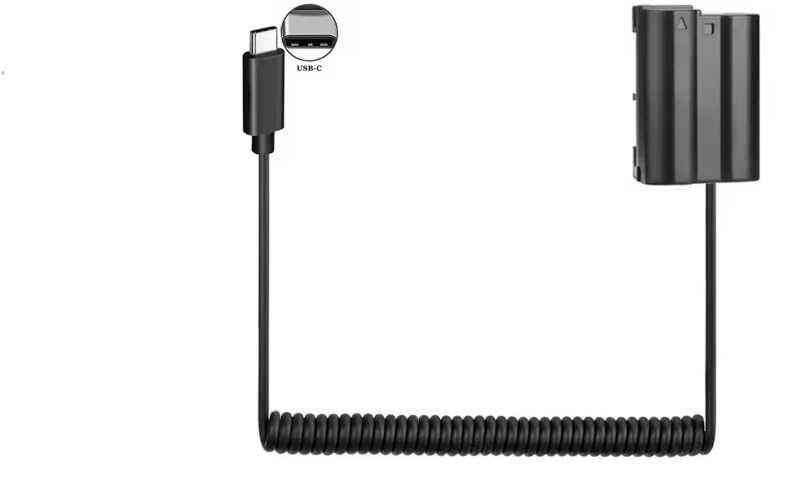 Image of EP-5B to USB Type C Dummy Battery Adapter Cable, EN-EL15 Power Supply for Nikon D750, D850, Z5, Z6, Z7, Z6II, Z7II, D810, D500, D7000 Cameras