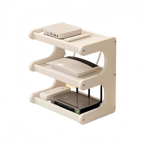 ワイヤレスルーターラック ス用セットトップボックスブラケット Wifiルーター 隠し ケース ルーター置き ストレイジボックス 省スペース 便利 多層デスクトップ整理機能 家庭 寝室リビングルーム用(白,30x19x35cm)