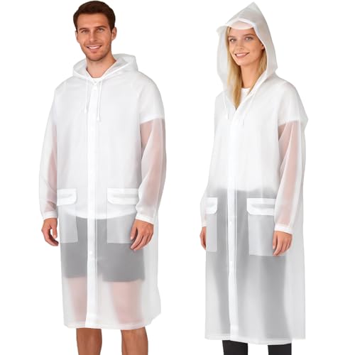 Yixker Poncho imperméable, imperméable réutilisable transparent, cape imperméable portable en EVA, pour les voyages, la randonnée, le vélo et le camping