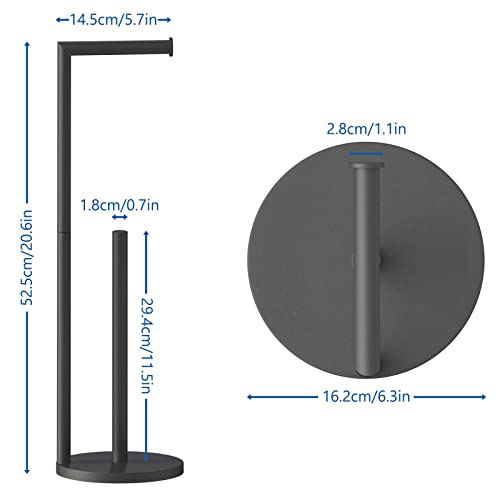 Top-spring Toilet Roll Holder Free Standing Toilet Paper Holder Stand with Reserve - Image 3