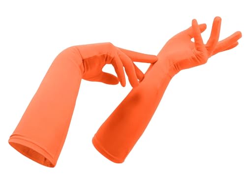 Islis Spandex Stretch Mid-Length Gloves for Cosplay Halloween and Costume Accessories (Orange One Size)
