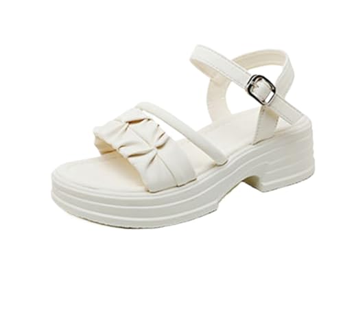 Women's Summer Fashion Platform Chunky One Line Buckle Sandals Beach