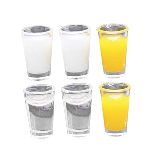 SUPVOX Lot de 3 Paires de Mini-Gobelets en Plastique pour Maison de Poupée, Accessoires Miniatures Décoratifs, Tasse à Eau Miniature, Verres à Jus et Lait, Ornement Léger Réutilisable