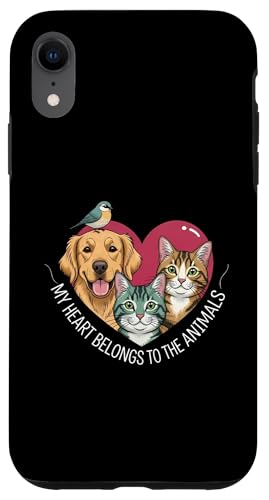 My Heart Belongs To The Animals Dog Cat Bird Pet Lover �X�}�z�P�[�X iPhone XR �p