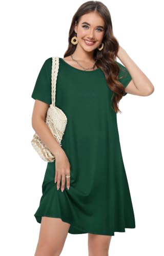 Image of Summer Dresses for Women Casual Tshirt Short Sleeve Floral Sundress Beach Cover Ups with Pockets 2026