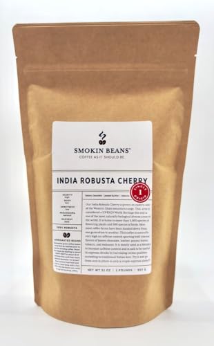 Smokin Beans India Robusta Cherry, Unroasted Green Coffee Beans, 2-Lb, 1ct