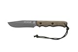 Tops Knives Spirit Hunter x3 Full Tang Fixed Blade- Brown Leather Sheath w/Dangler (Green Canvas/Black Canvas Micarta)