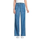 Lands' End Womens Tencel High Rise Wide Leg Pants Soft Indigo Plus 18w