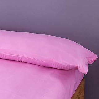 Dalina Textil Set de 2 Fundas para Almohada 45x85cm de Largo Color Rosa- Funda Almohada 85cm de Largo Color Rosa Poliéster Transpirable y Suave, Sin Cremallera.