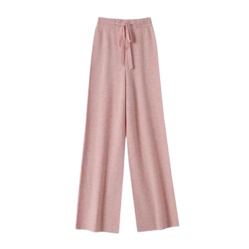 Women Merino Wool Wide Leg Pants Elastic High Waisted Knit Casual Palazzo Pant with Pockets pnnrk L