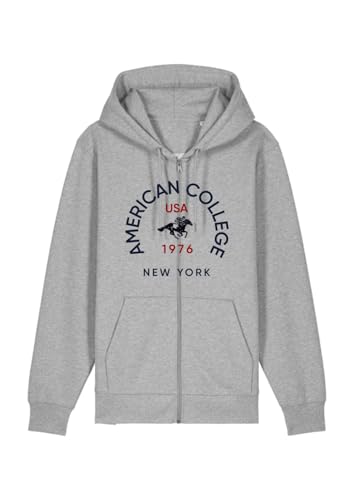 Sweat zip gris homme American College USA taille L decontracte