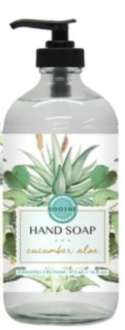 Home and Body Co Hand Soap Chantilly Bloom 16 FL/473ml Infused with Essential Oils, GLASS BOTTLE (Cucumber Aloe)