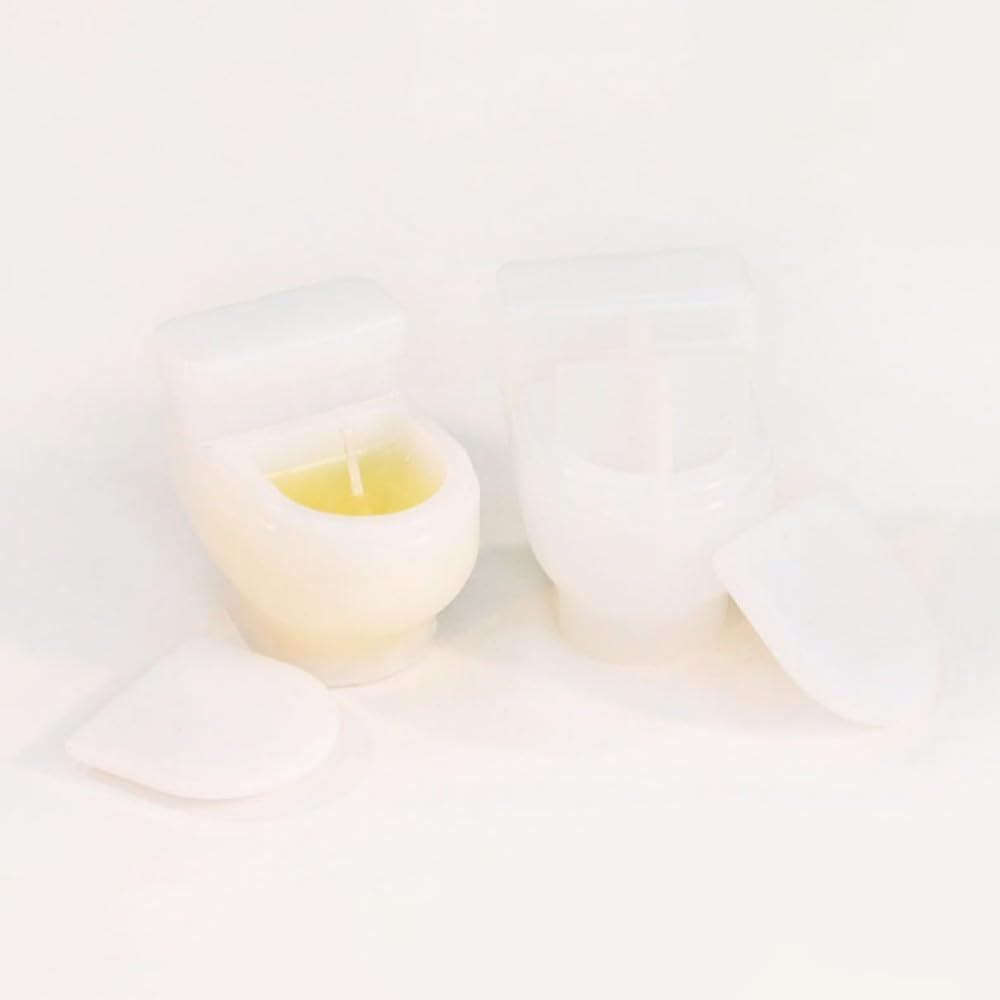 Stiesy 2 Set Toilet Silicone Moulds, Candle Storage Box Silicone Mold Creative Funny Plant Flower Pot Candlestick Resin Epoxy Casting Mould for DIY Candles Crafts Gypsum Molds Home Table Decor — image 1