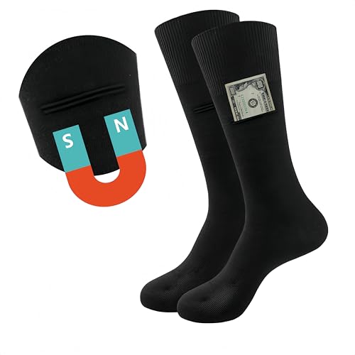 Handmade Hidden Pocket Ankle Socks with Magnetic Closure, Anti-Theft Travel Socks for Men & Women, Secure Storage for Cash, Cards, Keys | Moisture-Wicking Hiking, Running, Athletic Socks (Size US9-12)