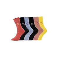 ARG 6 PAIRS WOMENS NON ELASTIC DIABETIC SOCKS LADIES EASY GRIP LOOSE SOFT TOP COTTON SOCK FOR SWOLLEN FEED ODEMA FRIENDLY UK 4-8 (Cotton, Butterfly)