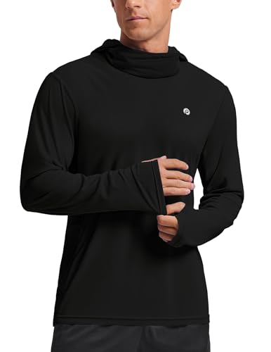 Image of PINSPARK UPF 50+ Sun Protection Hoodie Men with Mask Quick Dry Long Sleeve Fishing Hiking Shirts UV Rash Guard Lightweight