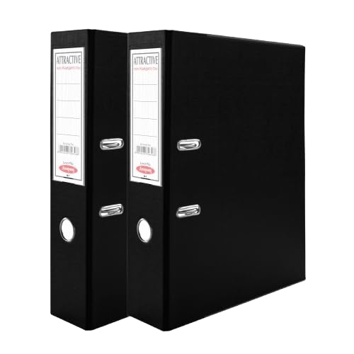 Image of Anupam Attractive Lever File | N1 Full Size | U-Shaped Clip Binder Box | 100% Recycled, Lightweight, Sturdy Board with Robust Textured Cover| Finger Grip Hole | Office & Home (Black, Pack of 2)